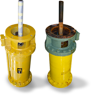 Two yellow cylinders